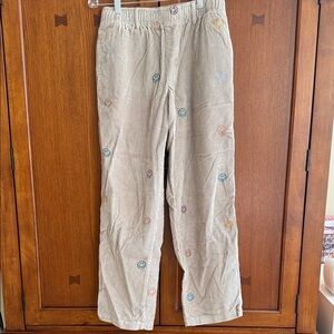 Urban Outfitters Beige Corduroy Pants with Embroidered Faces